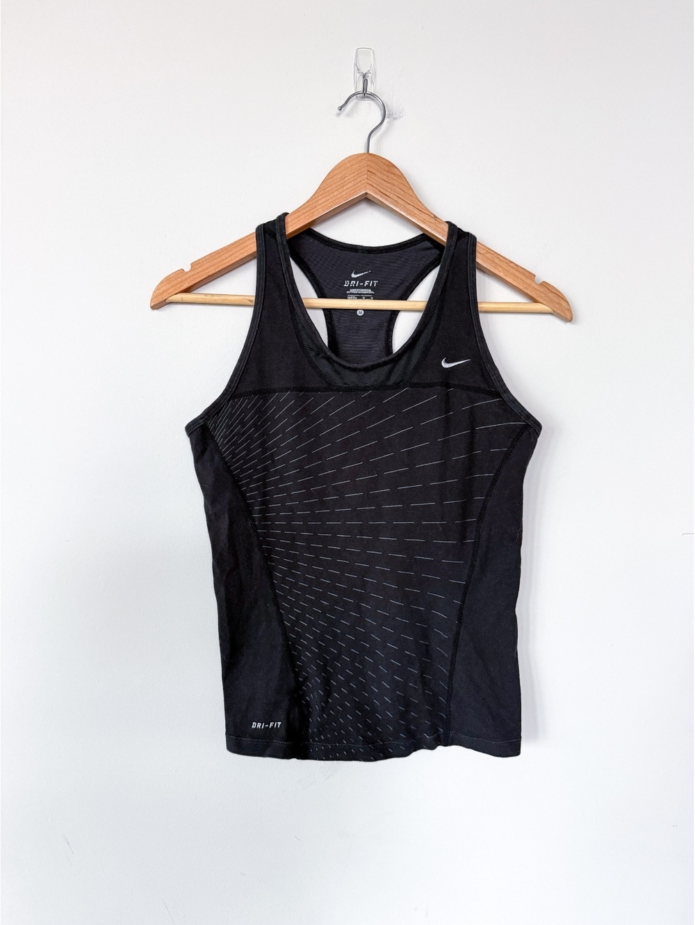 Late 2000s 2010 Nike Black Striped Racerback Built in Bra Athletic Tank Top
